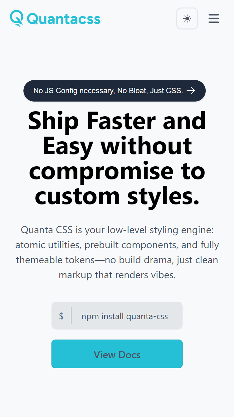 Quanta CSS logo and utilities preview